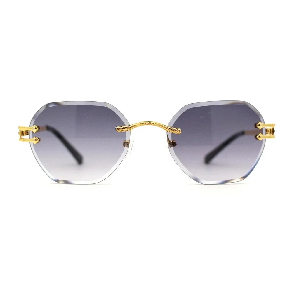 Mens Sunglasses Black Lens Geometric Metal Frame Hip Hop Cholo Shape Protection